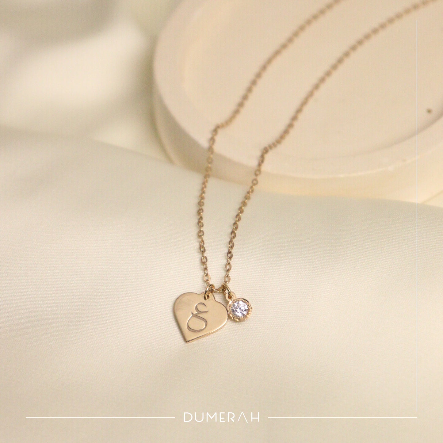Heart Necklace with large Zircon