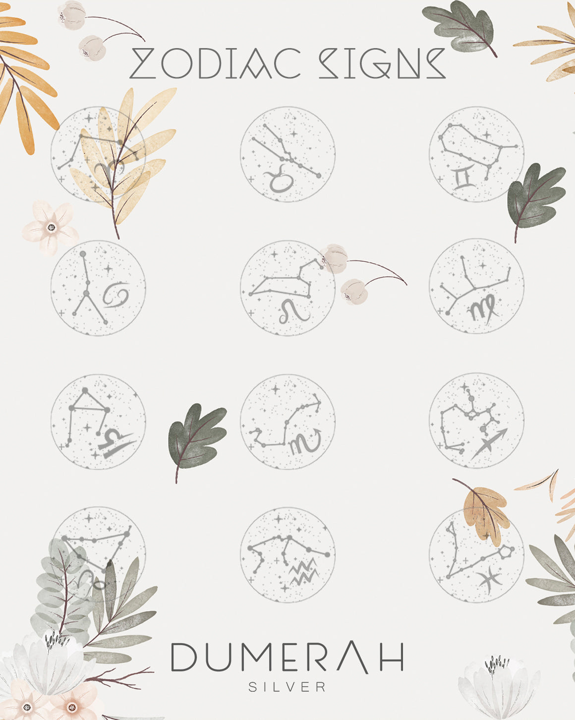Zodiac Necklace "Zodiac Stars Map and Sign"