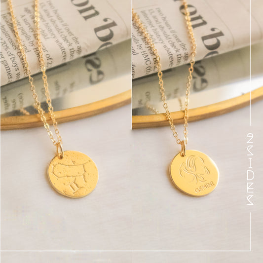 Zodiac Necklace "Zodiac Stars Map and Sign"